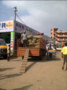 Truck loading agricultural goods for logistics transportation in Madurai