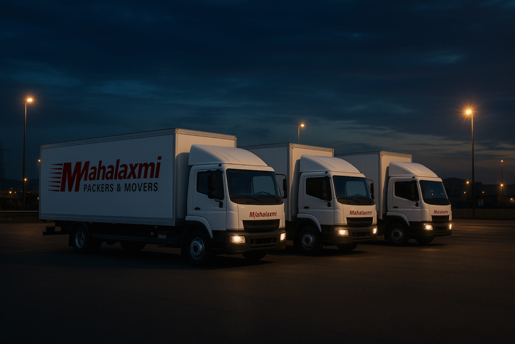 Mahalaxmi Packers and Movers transport trucks
